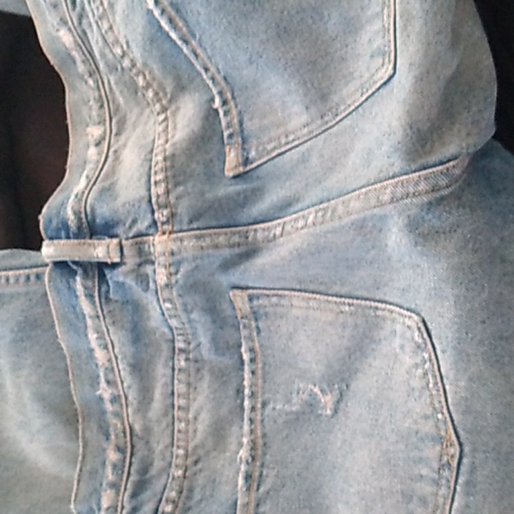 All Saints Light Blue Embroidered Cropped Jeans 29 - Picture 3 of 10